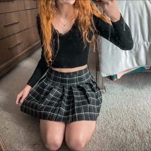 black and white plaid skirt